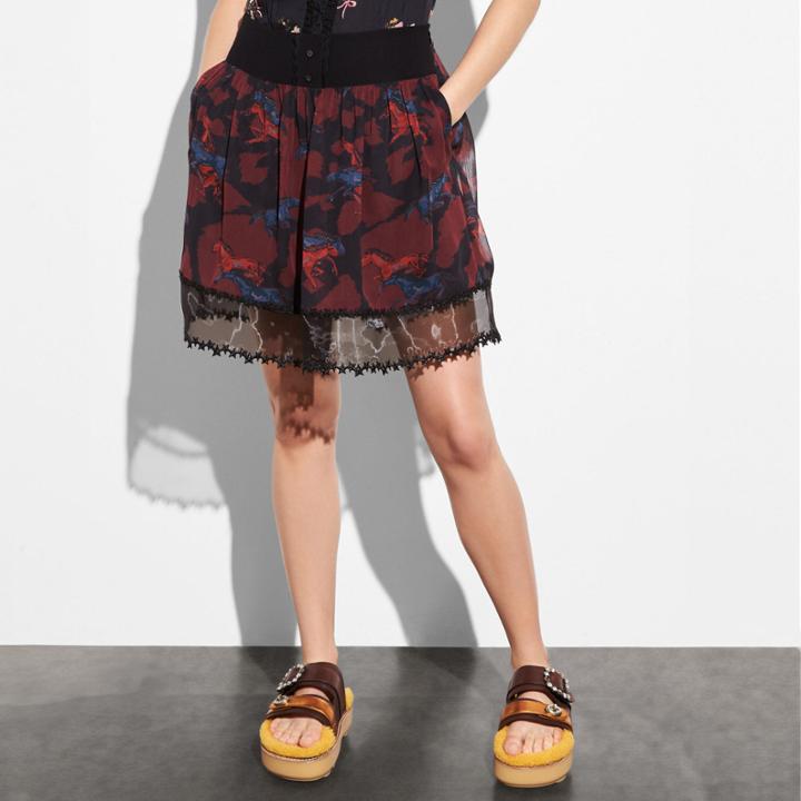 Coach Horse Print Tiered Skirt