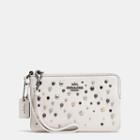 Coach Small Wristlet In Polished Pebble Leather With Star Rivets