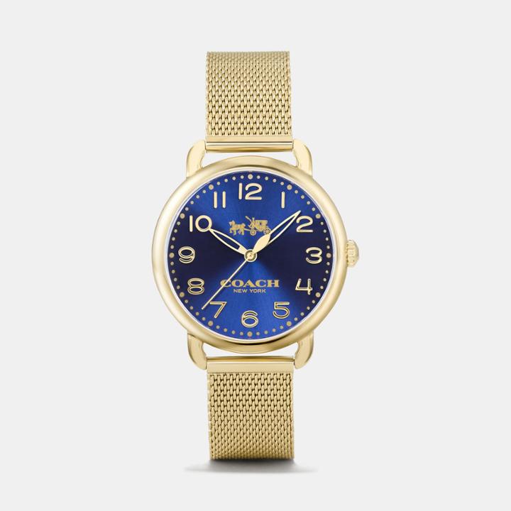 Coach Delancey Gold Tone Sunray Dial Mesh Bracelet Watch