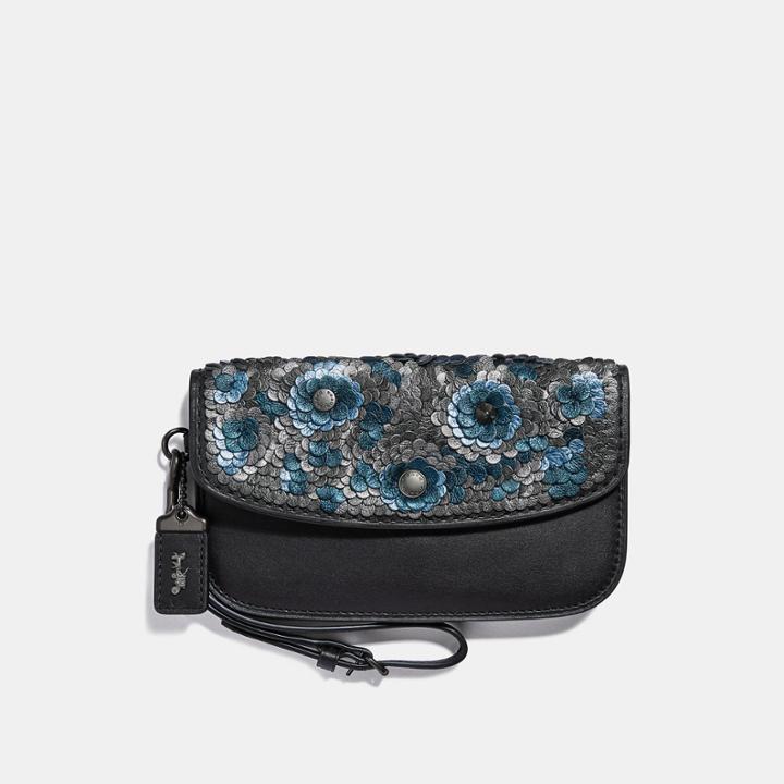 Coach Clutch With Leather Sequin