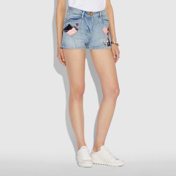 Coach Embellished Denim Short