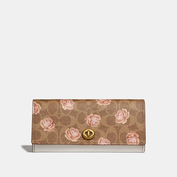 Coach Envelope Wallet In Signature Rose Print