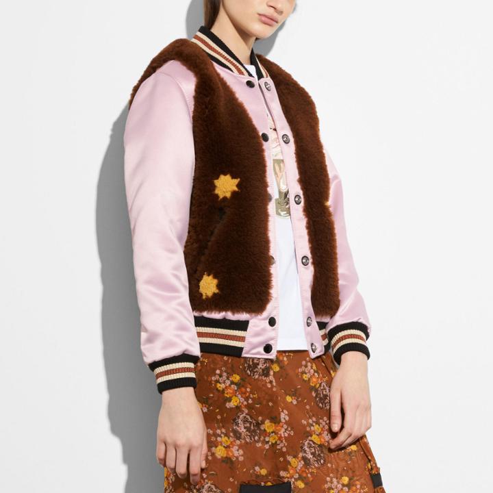 Coach Sundae Shearling Varsity Jacket