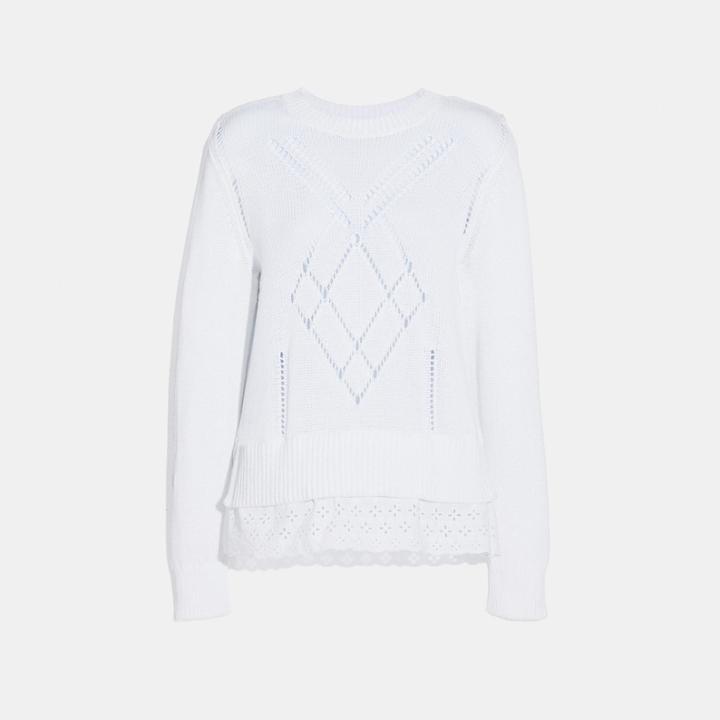 Coach Scallop Broderie Anglaise Sweater