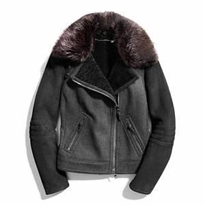 Coach   Shearling Combo Moto Jacket Charcoal M