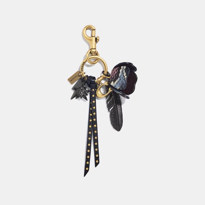 Coach Tea Rose Bag Charm In Snakeskin