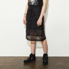 Coach Embroidered Sheer Skirt With Pleats