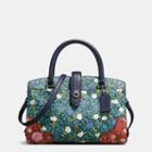 Coach Mercer Satchel 24 In Multi Floral Print Polished Pebble Leather