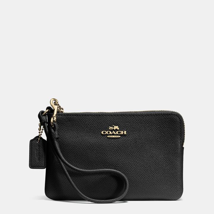 Coach Embossed Small L-zip Wristlet In Leather
