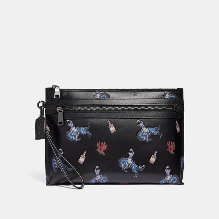 Coach Academy Pouch With Rodeo Print