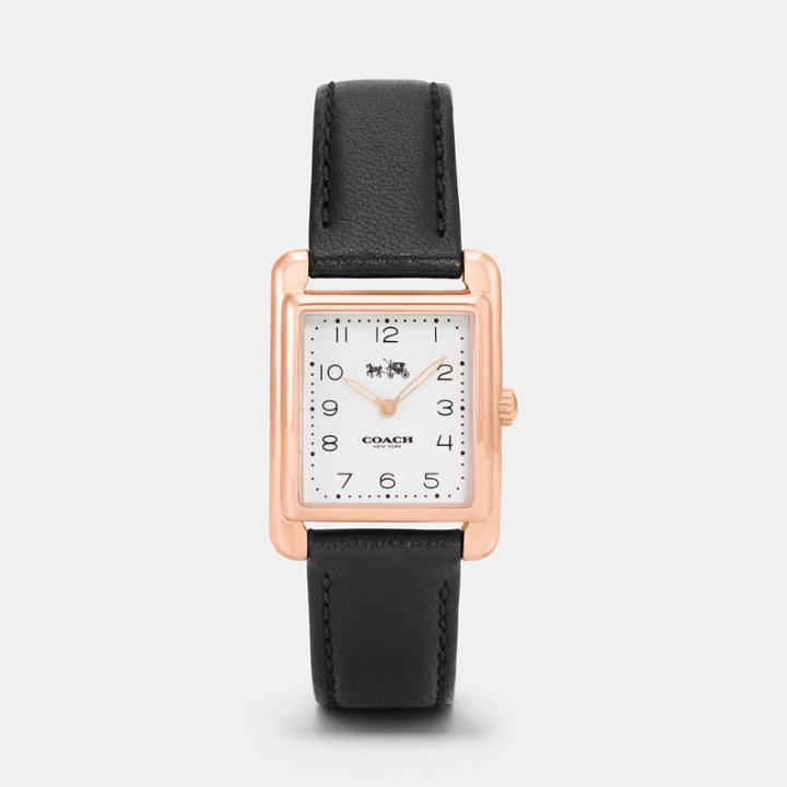 Coach Page Rose Gold Tone Leather Strap Watch