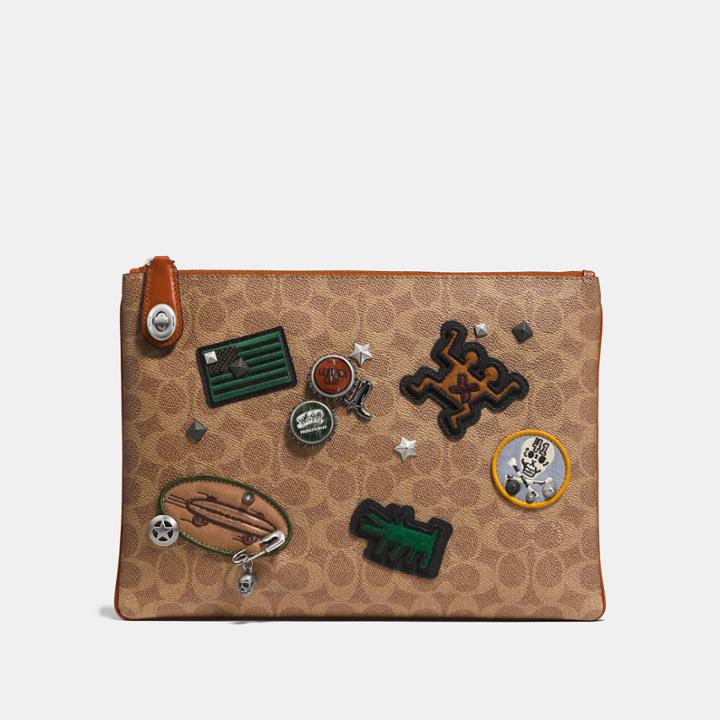 Coach X Keith Haring Turnlock Pouch In Signature Patchwork