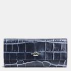 Coach Soft Wallet In Denim Croc-embossed Leather