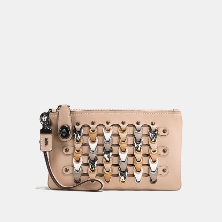 Coach Turnlock Wristlet 21 With Snakeskin Link