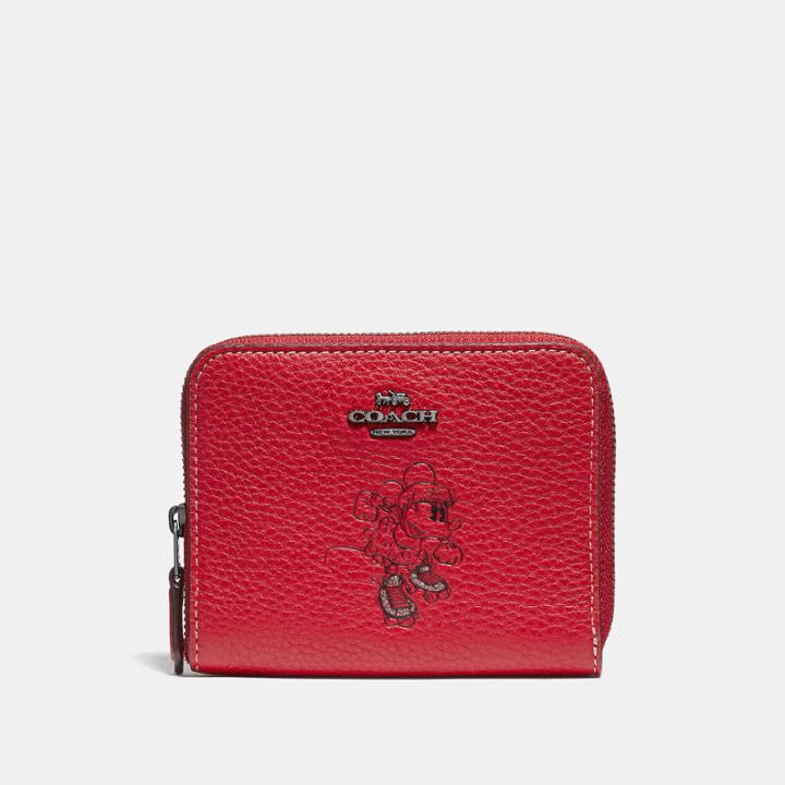 Coach Boxed Minnie Mouse Small Zip Around Wallet With Motif