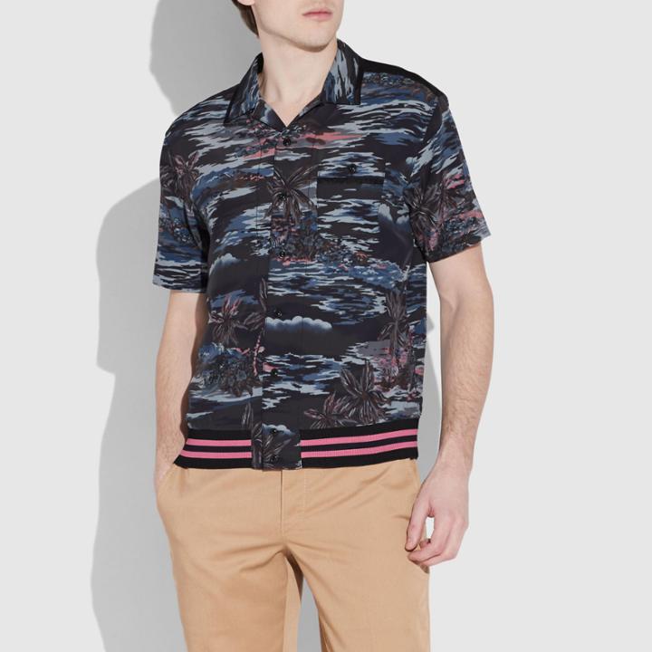 Coach Hawaiian Print Varsity Bowling Shirt