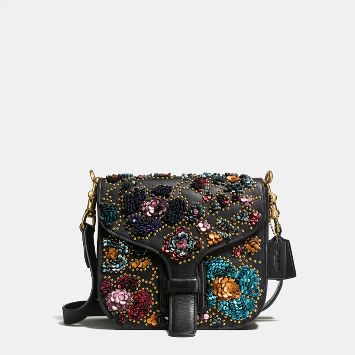 Coach Courier Bag In Glovetanned Leather With Leather Sequins