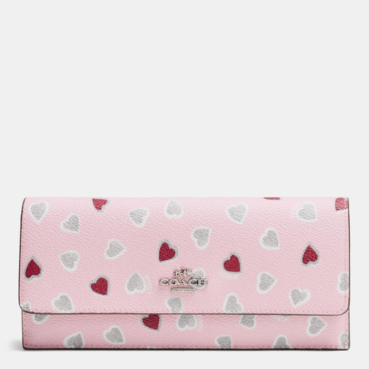 Coach Soft Wallet In Heart Print Coated Canvas