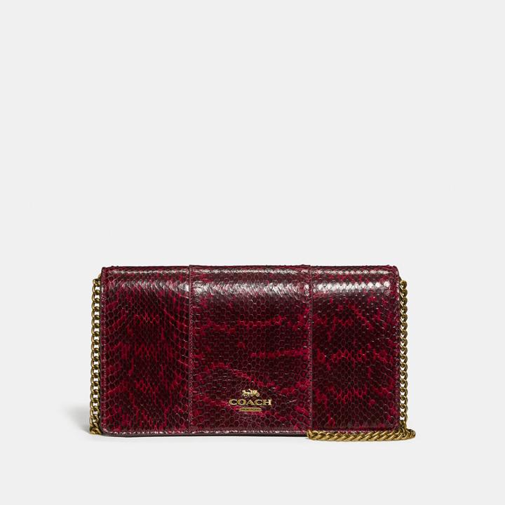 Coach Callie Foldover Chain Clutch In Blocked Snakeskin