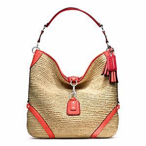 Coach   Straw Dogleash Hobo Sv Natural Tangerine