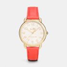 Coach Delancey Gold Plated Leather Strap Watch