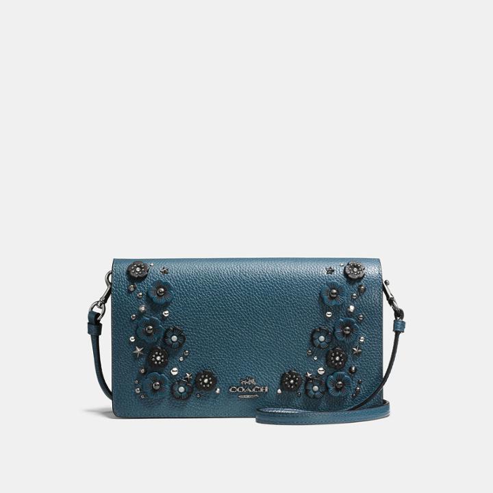 Coach Foldover Crossbody Clutch With Willow Floral Detail
