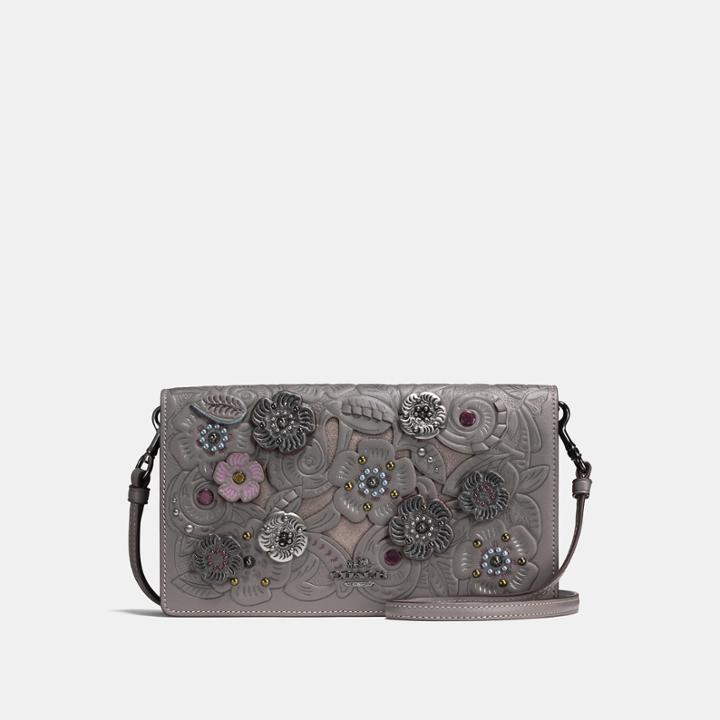 Coach Foldover Crossbody Clutch With Metal Tea Rose Tooling