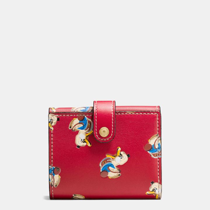 Coach Small Trifold Wallet In Glovetanned Leather With Ducks Print