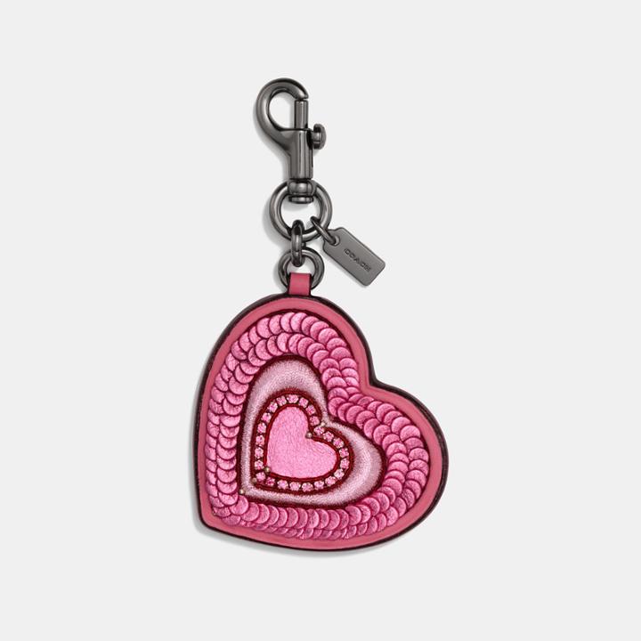 Coach Leather Sequin Heart Bag Charm