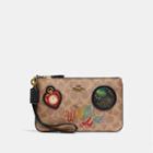 Coach Wizard Of Oz Boxed Small Wristlet In Signature Canvas With Patches