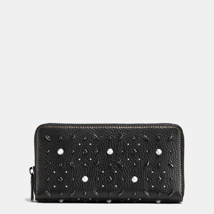 Coach Accordion Zip Wallet In Natural Pebble Leather With Prairie Rivets