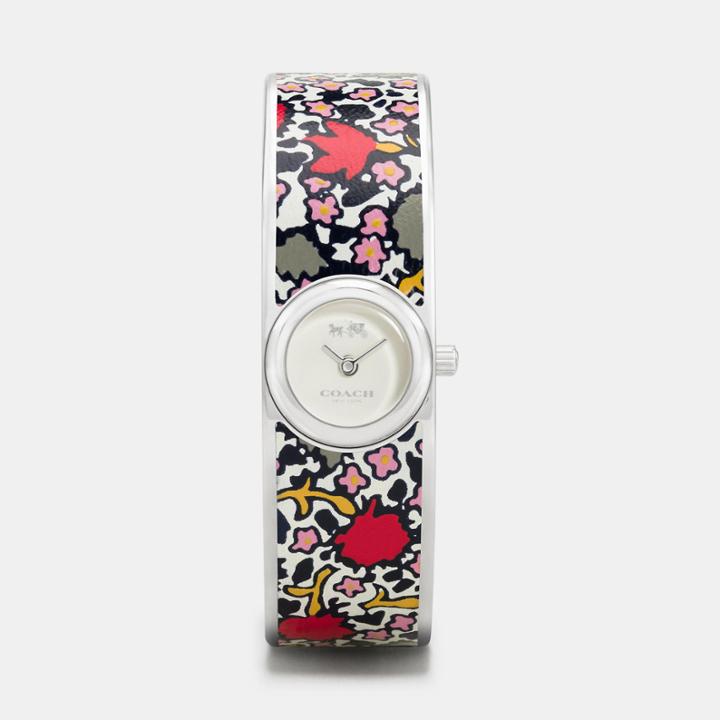 Coach Scout Stainless Steel Printed Leather Inlay Bangle Watch