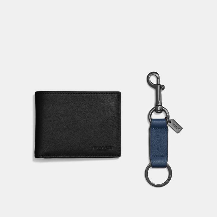 Coach Boxed Slim Billfold Id Wallet With Trigger Snap Key Fob