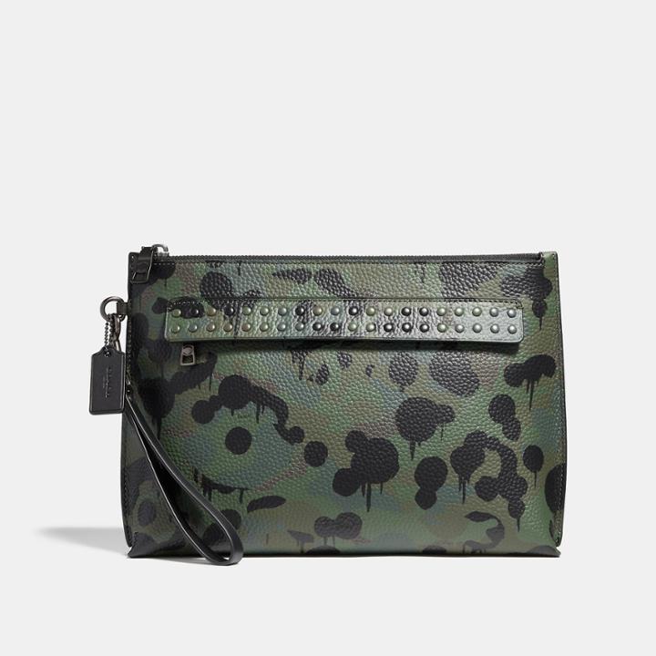 Coach Pouch With Wild Beast Print And Studs