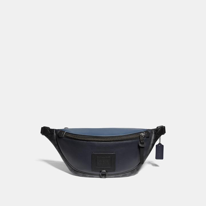 Coach Rivington Belt Bag With Signature Canvas Blocking
