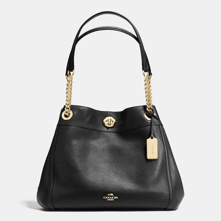 Coach Turnlock Edie Shoulder Bag In Polished Pebble Leather
