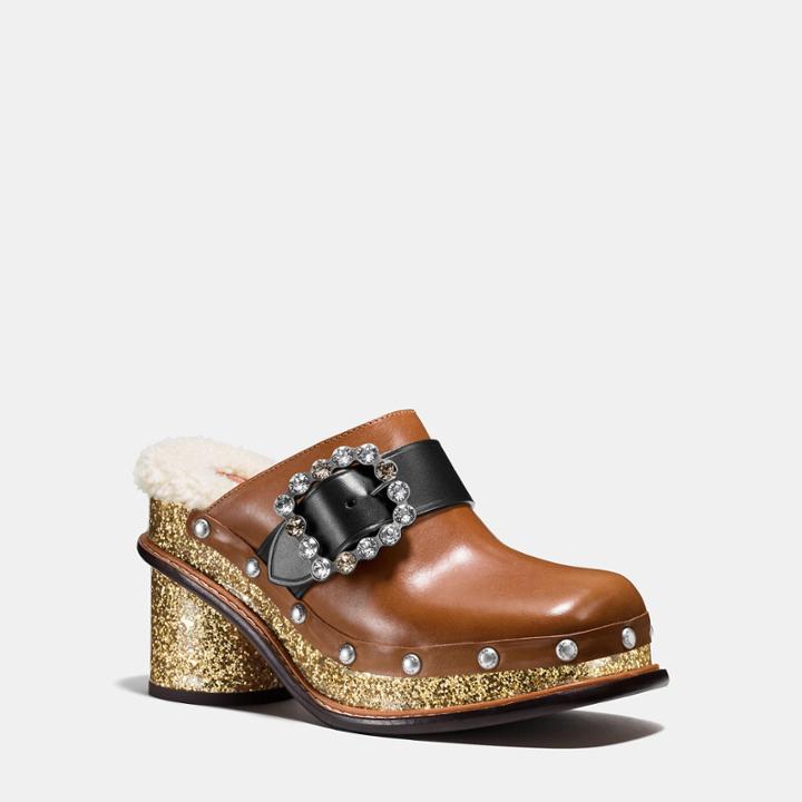 Coach Clog Slide With Glitter Heel