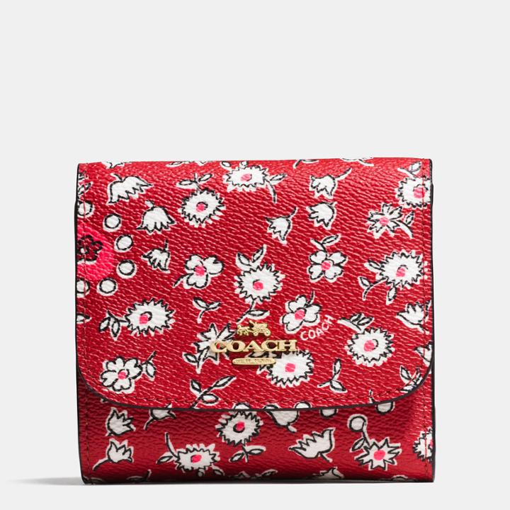 Coach Small Wallet In Wild Hearts Print Canvas