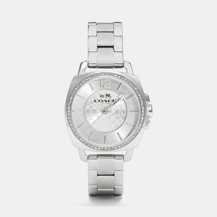 Coach Boyfriend Small Stainless Steel Crystal Bracelet Watch