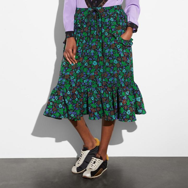 Coach Daisy Print Ruffle Skirt