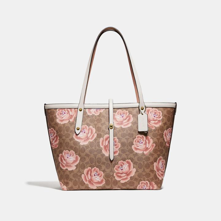Coach Market Tote In Signature Rose Print