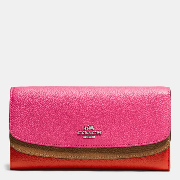 Coach Double Flap Wallet In Colorblock Leather