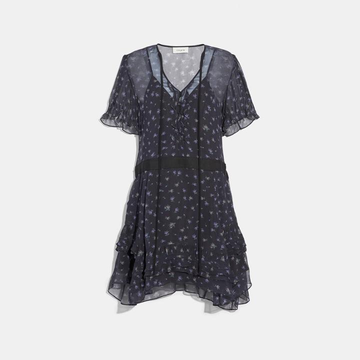 Coach Scattered Rose Print Short Dress