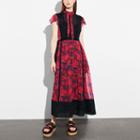 Coach Horse Print Lacework Dress With Necktie