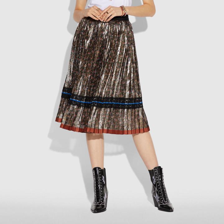 Coach Daisy Print Pleated Skirt