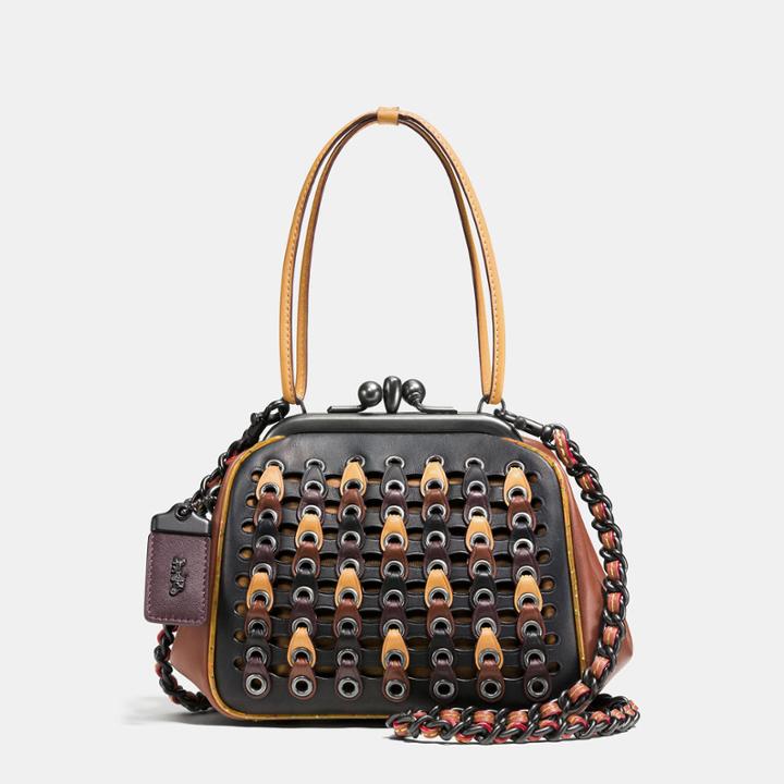 Coach Kisslock Frame Bag In Link Glovetanned Leather