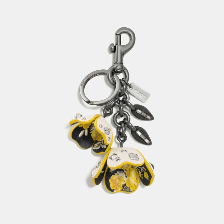 Coach Floral Printed Tea Rose Bag Charm