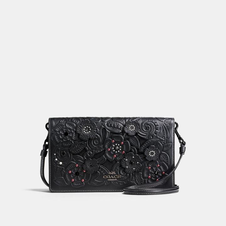 Coach Foldover Crossbody Clutch With Tea Rose Tooling