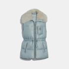 Coach Puffer Vest With Removable Shearling Collar