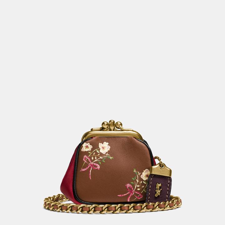 Coach Kisslock Pouch In Glovetanned Nappa Leather With Floral Bow Print